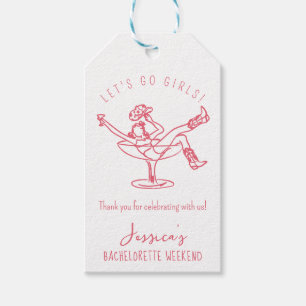 Bachelorette laatste rodeo krabbel hand getrokken cadeaulabel