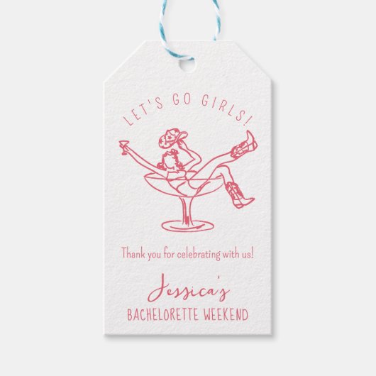 Bachelorette laatste rodeo krabbel hand getrokken  cadeaulabel (Voorkant)