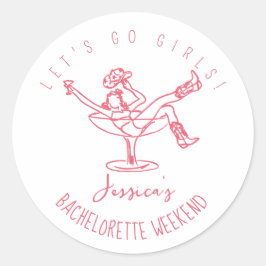 Bachelorette laatste rodeo krabbel handgetekend re ronde sticker