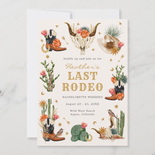 Bachelorette Laatste Rodeo uitnodiging (Voorkant)