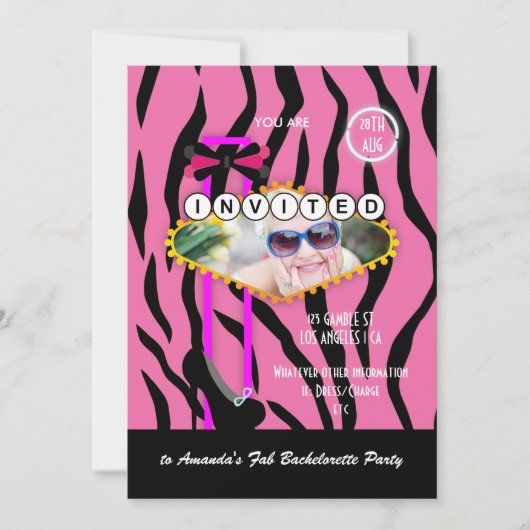 Bachelorette Las Vegas met foto van Casino Party Kaart (Voorkant)