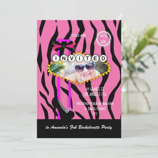 Bachelorette Las Vegas met foto van Casino Party Kaart (Staand voorkant)