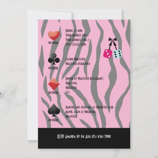 Bachelorette Las Vegas met foto van Casino Party Kaart (Achterkant)