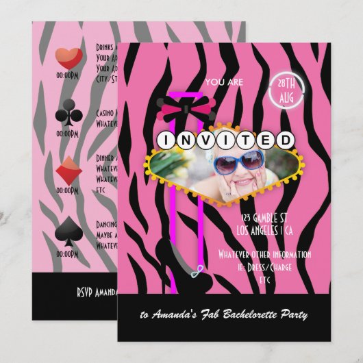 Bachelorette Las Vegas met foto van Casino Party Kaart (Voorkant / Achterkant)