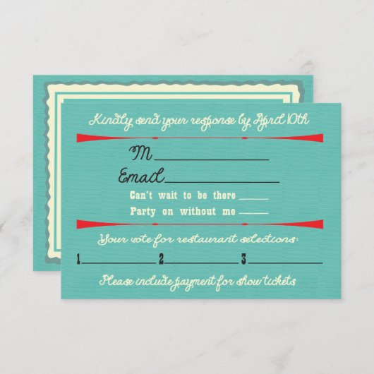 Bachelorette Las Vegas Weekend Getaway RSVPs RSVP Kaartje (Voorkant / Achterkant)