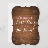 Bachelorette "Last Fling Before the Ring" nodigt u Kaart (Achterkant)