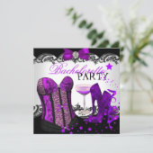 Bachelorette Leopard Paarse Corset Champagne Kaart (Staand voorkant)