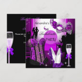 Bachelorette Leopard Paarse Corset Champagne Kaart (Voorkant / Achterkant)