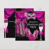 Bachelorette Leopard Pink Masquerade Champagne Kaart (Voorkant / Achterkant)