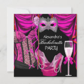 Bachelorette Leopard Pink Masquerade Champagne Kaart (Voorkant)
