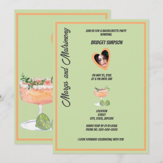 Bachelorette margs en huwelijksfeest foto kaart (Voorkant / Achterkant)