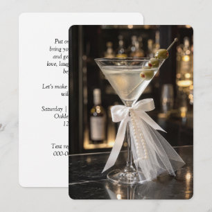 Bachelorette Martini met een bruids sluier en pare Kaart