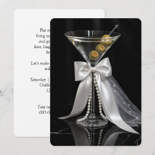 Bachelorette Martini met een bruids sluier en pare Kaart