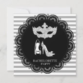 BACHELORETTE MASQUERADE PARTIJ ZWART STRIPE KAART (Voorkant)