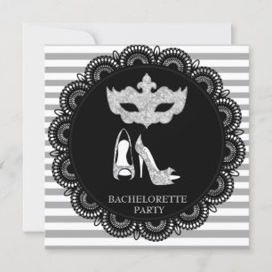 BACHELORETTE MASQUERADE PARTIJ ZWART STRIPE KAART