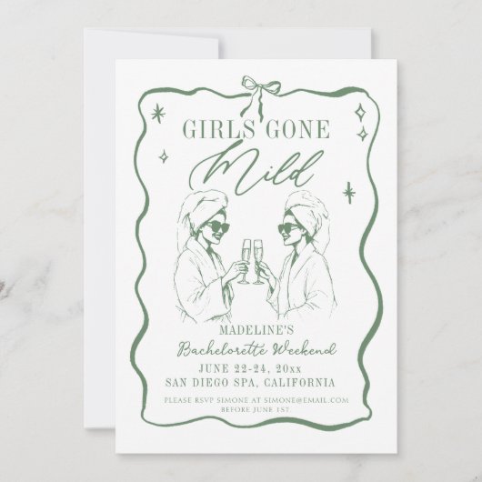 Bachelorette Meisjes Gone Mild Green Bow Route Kaart (Voorkant)