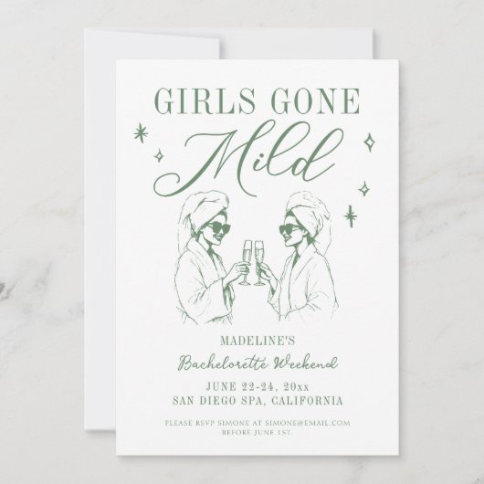 Bachelorette Meisjes Gone Mild Sage Green Route Kaart (Voorkant)