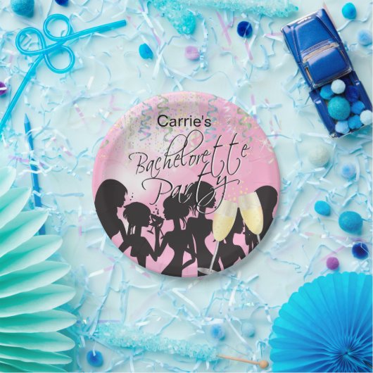 Bachelorette meisjes nacht uit - roze papieren bordje (Feest)