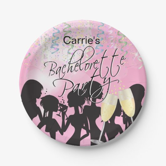 Bachelorette meisjes nacht uit - roze papieren bordje (Voorkant)