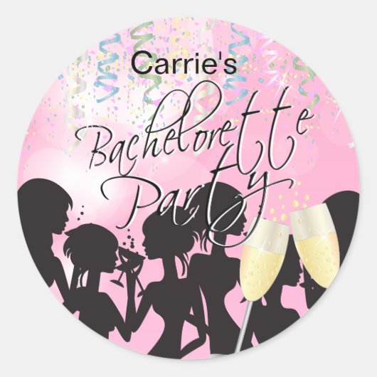 Bachelorette meisjes nacht uit - roze ronde sticker (Voorkant)