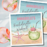 Bachelorette Meisjes Weekend Beach Cocktail Servet<br><div class="desc">Schattige Beach Bachelorette Meisjes Weekend Cocktail servetten. Een cool waterverf strandthema met tinten van roze en blauwgroen blauw, die de sfeer bepalen voor een strandvlucht met de bruid en haar beestjes, of je kunt gewoon gebruiken voor elk zomerfeest. Van uitstapjes naar Florida, Californië, of zelfs iets meer internationaal zoals Mexico,...</div>