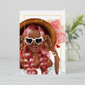 Bachelorette met rode en goudinkt folie uitnodiging (Staand Voorkant)