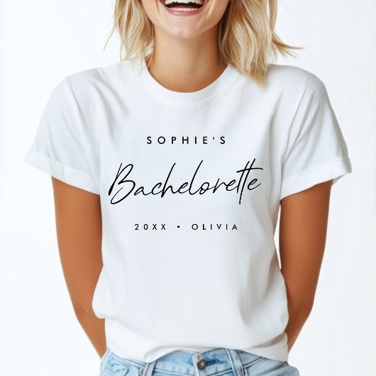 Bachelorette | Minimalistisch script Modern Brides T-shirt