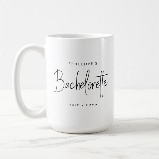 Bachelorette | Modern minimalistisch script brides Koffiemok (Links)