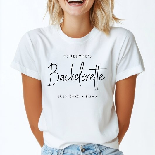Bachelorette | Modern minimalistisch script brides T-shirt