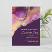 Bachelorette-Modern Paarse roze en goud Kaart (Staand voorkant)