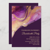 Bachelorette-Modern Paarse roze en goud Kaart (Voorkant / Achterkant)