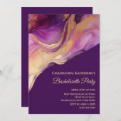 Bachelorette-Modern Paarse roze en goud Kaart (Voorkant / Achterkant)