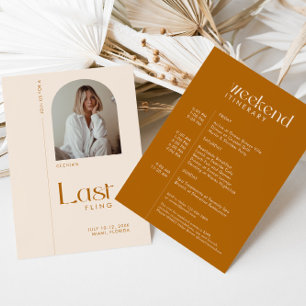 Bachelorette Modern Terracotta "Laatste Fling" Fot Kaart