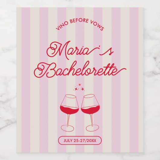 Bachelorette Modern Wine Label Wijn Etiket (Enkel label)