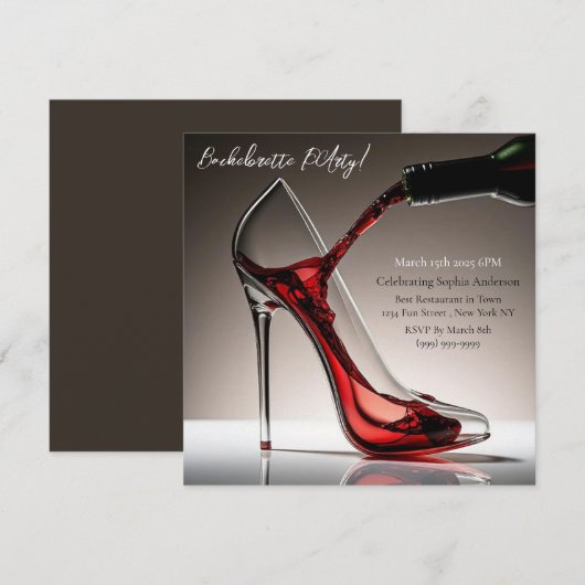 Bachelorette-naaldhak met wijn kaart (Voorkant / Achterkant)