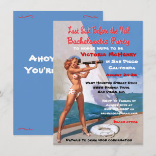 Bachelorette Nautical Weekend Getaway-uitnodiginge Kaart