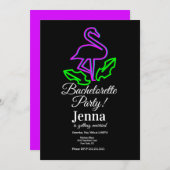 Bachelorette Neon Flamingo Tropical Vrijgezellenfe Kaart (Voorkant / Achterkant)
