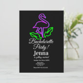 Bachelorette Neon Flamingo Tropical Vrijgezellenfe Kaart (Staand voorkant)