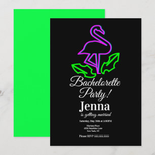 Bachelorette Neon Flamingo Tropische Bruiloftsfees Kaart