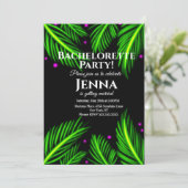 Bachelorette Neon Palm Leaf Tropisch Vrijgezellenf Kaart (Staand voorkant)