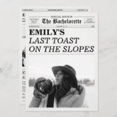 Bachelorette Newspaper Last Toast On The Slopes  Kaart (Voorkant / Achterkant)