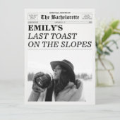 Bachelorette Newspaper Last Toast On The Slopes  Kaart (Staand voorkant)