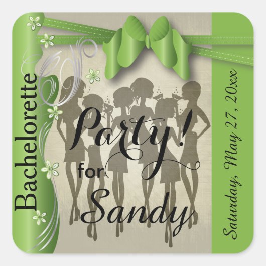 Bachelorette of Verjaardag Diva Meisjes - Peridot Vierkante Sticker (Voorkant)