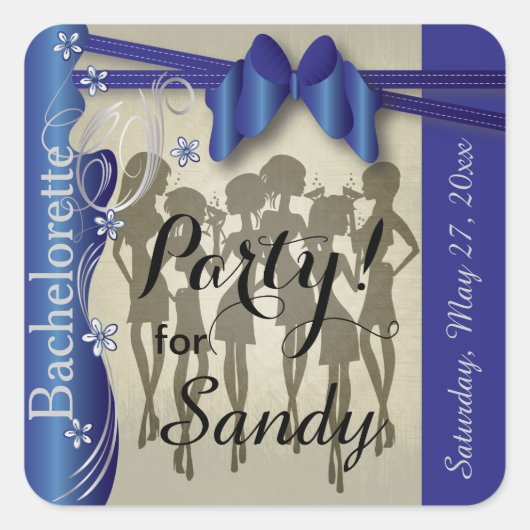 Bachelorette of Verjaardag Diva Meisjes - Sapphire Vierkante Sticker (Voorkant)