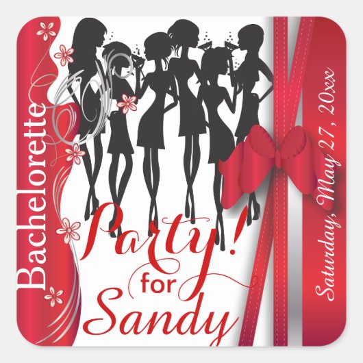 Bachelorette of Verjaardagsfeestje Diva Meisjes Vierkante Sticker (Voorkant)