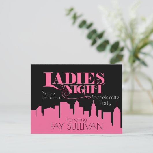 Bachelorette-ontwerp van de partijuitnodiging uitnodiging briefkaart (Staand voorkant)