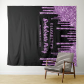 Bachelorette Paars Glitter Black Foto Booth Wandkleed (In Situ (horizontaal))