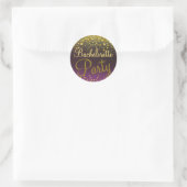 Bachelorette Paarse en gouden Confetti Ronde Sticker (Tas)