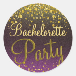 Bachelorette Paarse en gouden Confetti Ronde Sticker