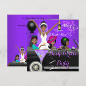 Bachelorette Paarse Fun Limo Car Cocktails Kaart (Voorkant / Achterkant)